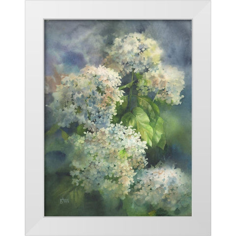 Solar Hydrangeas White Modern Wood Framed Art Print by Besedina, Anastasiia