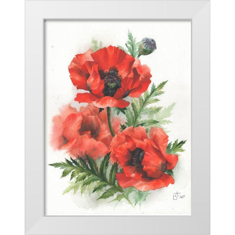 Red Poppies White Modern Wood Framed Art Print by Besedina, Anastasiia