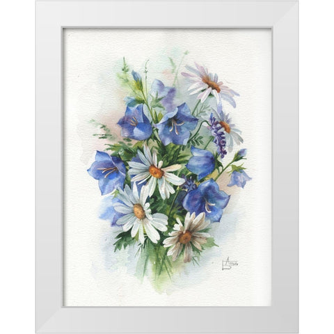 Summer Boouquet White Modern Wood Framed Art Print by Besedina, Anastasiia