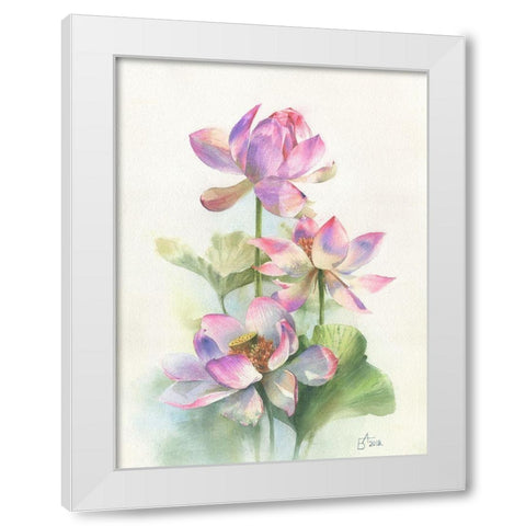 Lotos White Modern Wood Framed Art Print by Besedina, Anastasiia