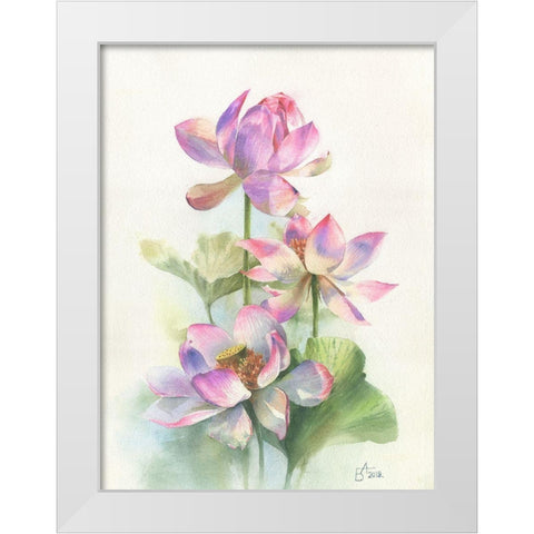 Lotos White Modern Wood Framed Art Print by Besedina, Anastasiia