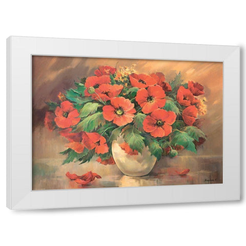 Poppies in Vase White Modern Wood Framed Art Print by Belousova, Irina