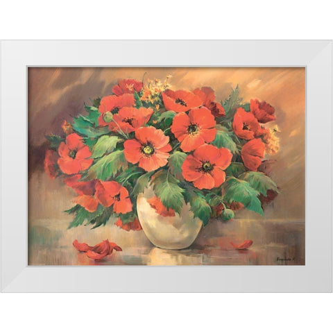 Poppies in Vase White Modern Wood Framed Art Print by Belousova, Irina