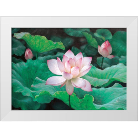 Water Lilly White Modern Wood Framed Art Print by Chen Wu
