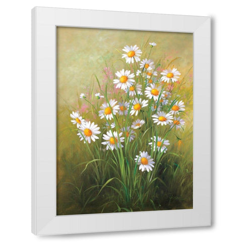 White Flowers White Modern Wood Framed Art Print by Fasani