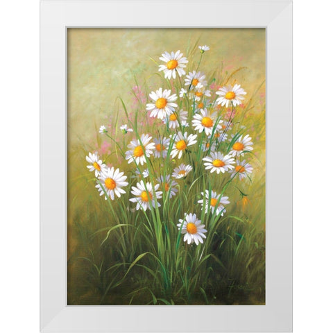 White Flowers White Modern Wood Framed Art Print by Fasani
