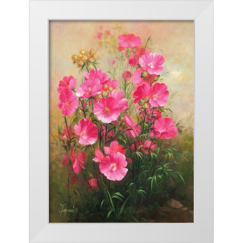 Red Flowers White Modern Wood Framed Art Print by Fasani