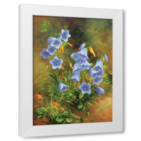 Blue Flowers White Modern Wood Framed Art Print by Fasani
