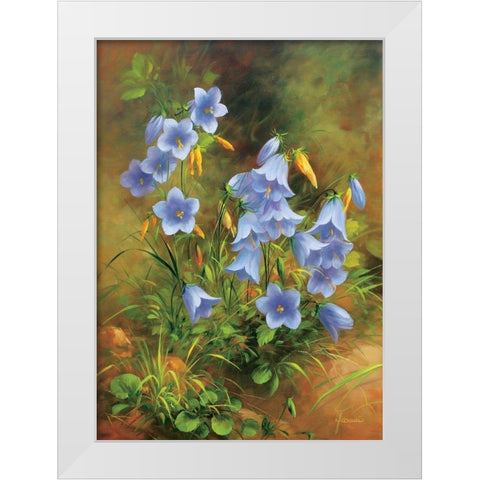 Blue Flowers White Modern Wood Framed Art Print by Fasani
