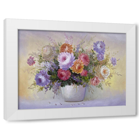 Flowers in Purple Colors I White Modern Wood Framed Art Print by Gonzales, Pedro