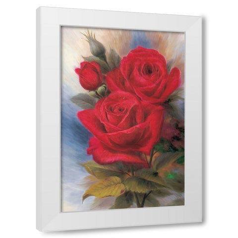 Roses I White Modern Wood Framed Art Print by Piliszek, Beata