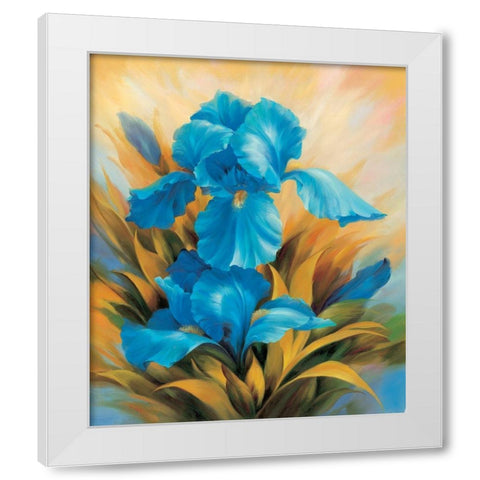 The Blue Iris White Modern Wood Framed Art Print by Skorupska, Patrycja