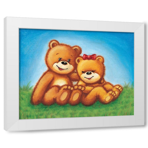 Teddy Bears II White Modern Wood Framed Art Print by Daria