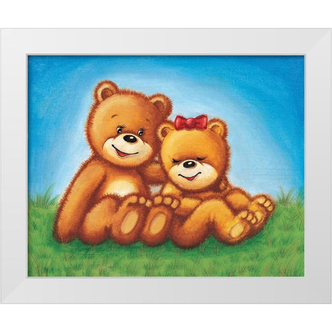 Teddy Bears II White Modern Wood Framed Art Print by Daria