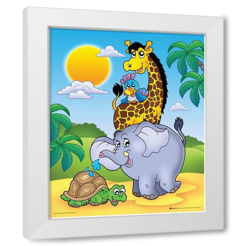Happy African Animals II White Modern Wood Framed Art Print by Viskova, Klara