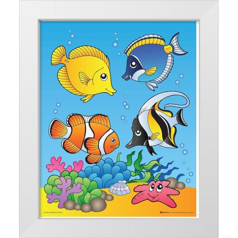Happy Fishes White Modern Wood Framed Art Print by Viskova, Klara