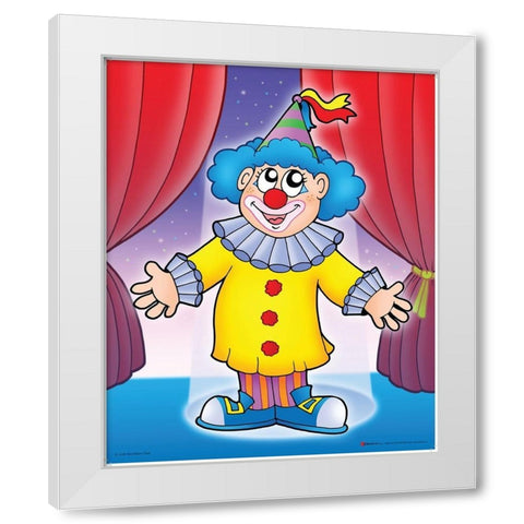 Smiling Clown White Modern Wood Framed Art Print by Viskova, Klara
