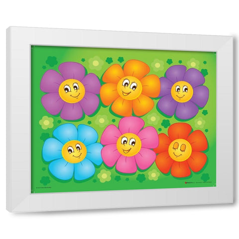 Flowers White Modern Wood Framed Art Print by Viskova, Klara