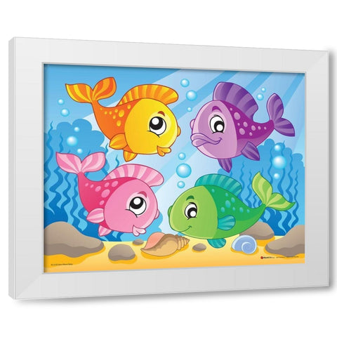 Happy Fishes II White Modern Wood Framed Art Print by Viskova, Klara
