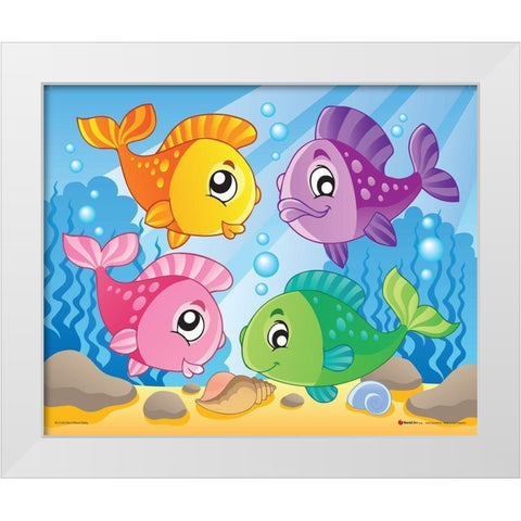 Happy Fishes II White Modern Wood Framed Art Print by Viskova, Klara