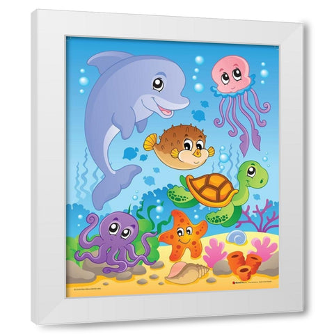 Sea life White Modern Wood Framed Art Print by Viskova, Klara