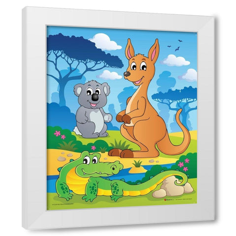 Australian Animals White Modern Wood Framed Art Print by Viskova, Klara