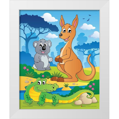 Australian Animals White Modern Wood Framed Art Print by Viskova, Klara