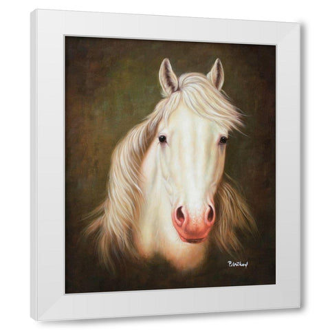 White Horse White Modern Wood Framed Art Print by Petrikova, Eva