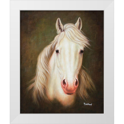 White Horse White Modern Wood Framed Art Print by Petrikova, Eva