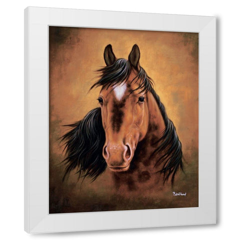 Brwon Horse White Modern Wood Framed Art Print by Petrikova, Eva