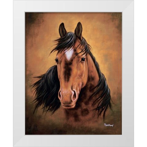 Brwon Horse White Modern Wood Framed Art Print by Petrikova, Eva