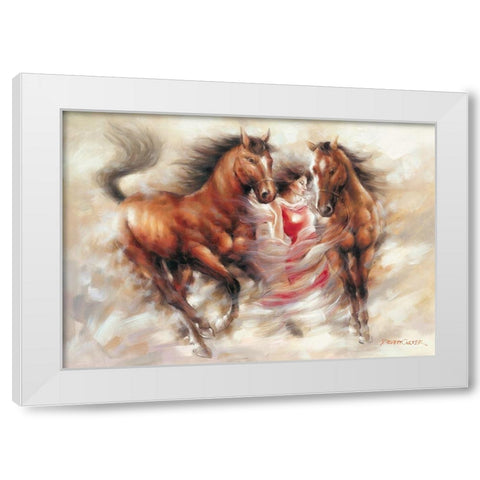 Ann with Horses II White Modern Wood Framed Art Print by Carter, Prvett
