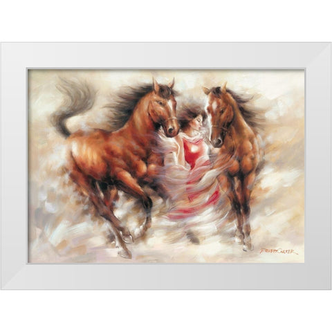 Ann with Horses II White Modern Wood Framed Art Print by Carter, Prvett