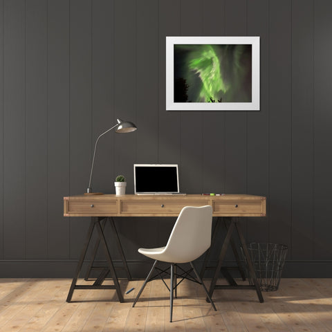 Northern Lights Iceland I White Modern Wood Framed Art Print by Bures, Josef