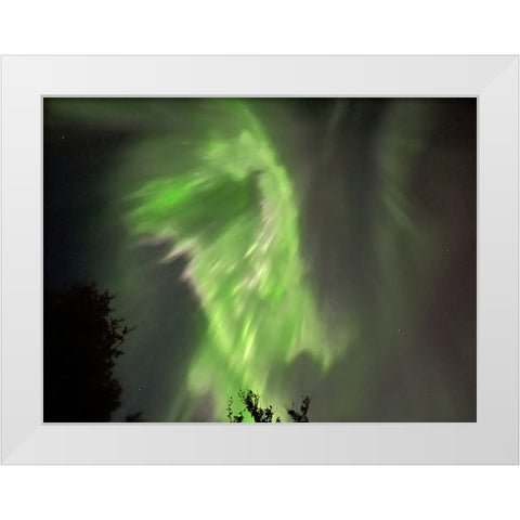 Northern Lights Iceland I White Modern Wood Framed Art Print by Bures, Josef
