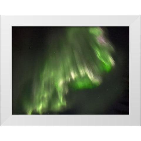 Northern Lights Iceland II White Modern Wood Framed Art Print by Bures, Josef