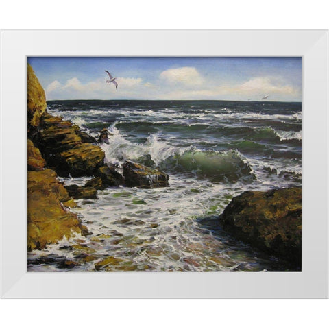 Black Sea Coast White Modern Wood Framed Art Print by Cernov, Ivan