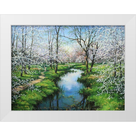 Here is Spring White Modern Wood Framed Art Print by Cernov, Ivan