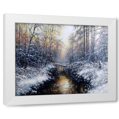 Golden February White Modern Wood Framed Art Print by Cernov, Ivan