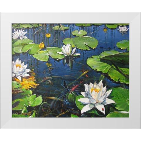 Watterlilly in the Kingdom of Summer White Modern Wood Framed Art Print by Cernov, Ivan