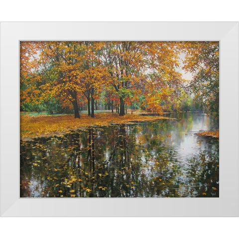 Autumn Gold White Modern Wood Framed Art Print by Cernov, Ivan
