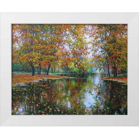 Autumn Mirror of River White Modern Wood Framed Art Print by Cernov, Ivan