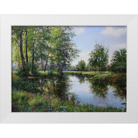 Honey June White Modern Wood Framed Art Print by Cernov, Ivan