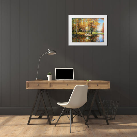 River Turuncuk in Autumn White Modern Wood Framed Art Print by Cernov, Ivan