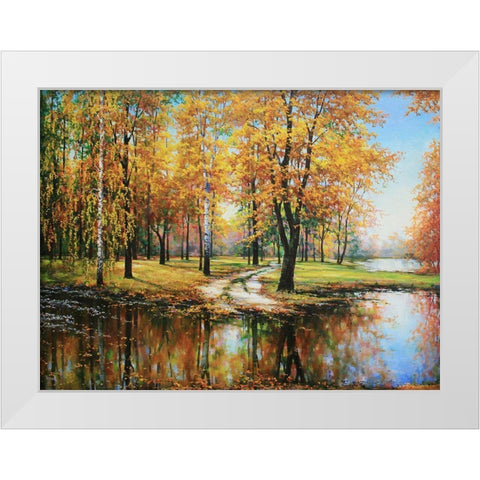 River Turuncuk in Autumn White Modern Wood Framed Art Print by Cernov, Ivan