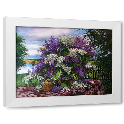 Lilac White Modern Wood Framed Art Print by Cernov, Ivan