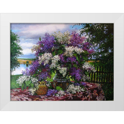 Lilac White Modern Wood Framed Art Print by Cernov, Ivan