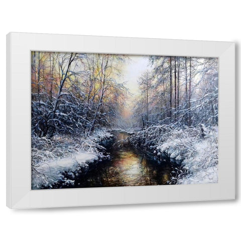 Golden February White Modern Wood Framed Art Print by Cernov, Ivan