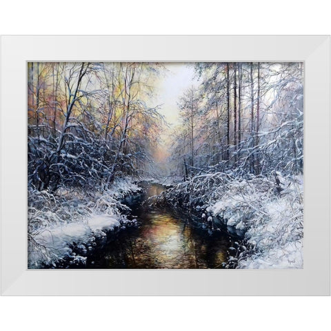 Golden February White Modern Wood Framed Art Print by Cernov, Ivan