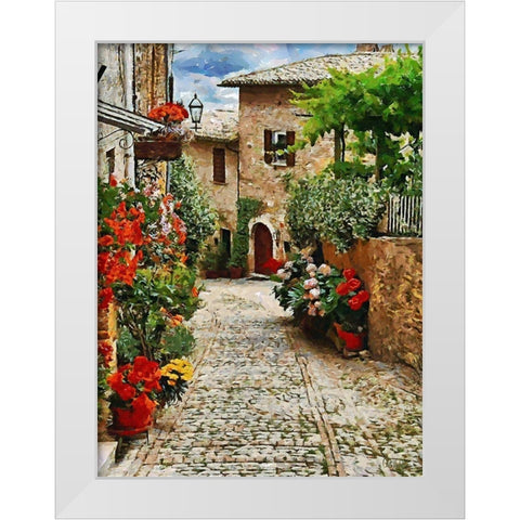 Street in Tuscany old Town I White Modern Wood Framed Art Print by Medeiros, Celito
